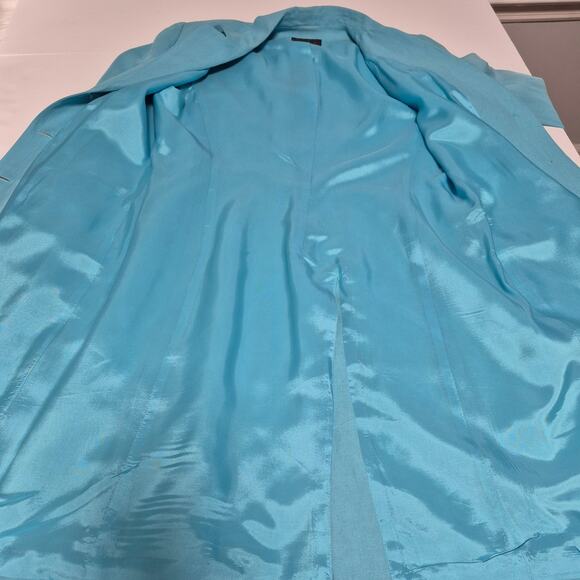 Sigrid Olsen Womens Teal Turquoise Size 8 Long-Line Fitted Blazer Jacket Lined - Picture 10 of 16